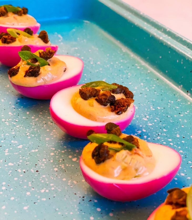 Pink Deviled Eggs