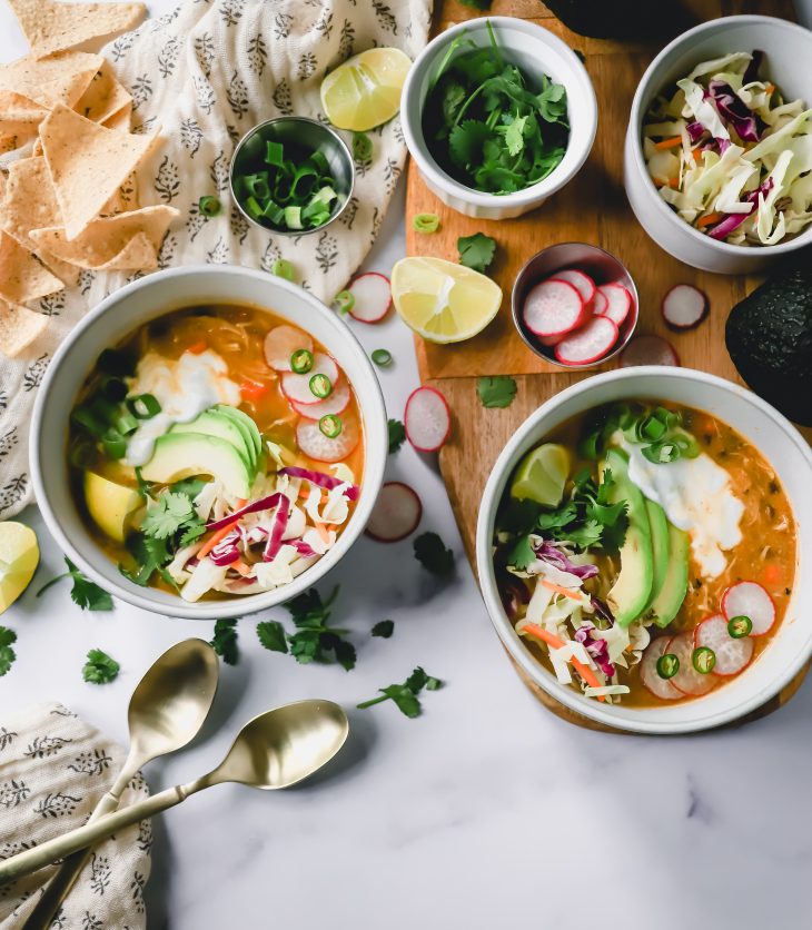 Tortilla Soup with garnishes